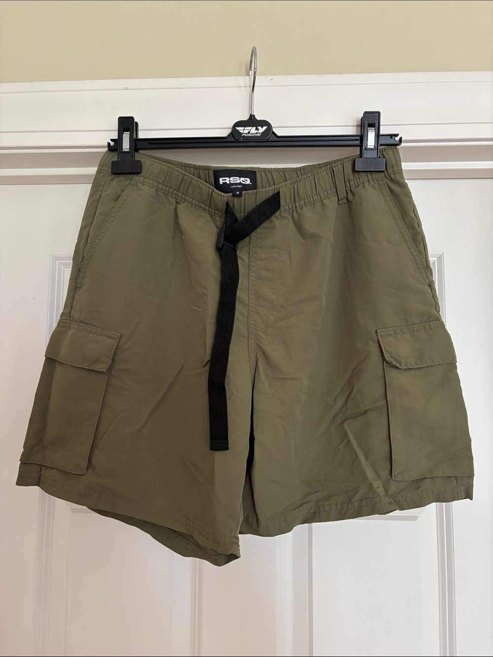 RSQ Men’s Olive Green Cargo Shorts with Black Drawstring